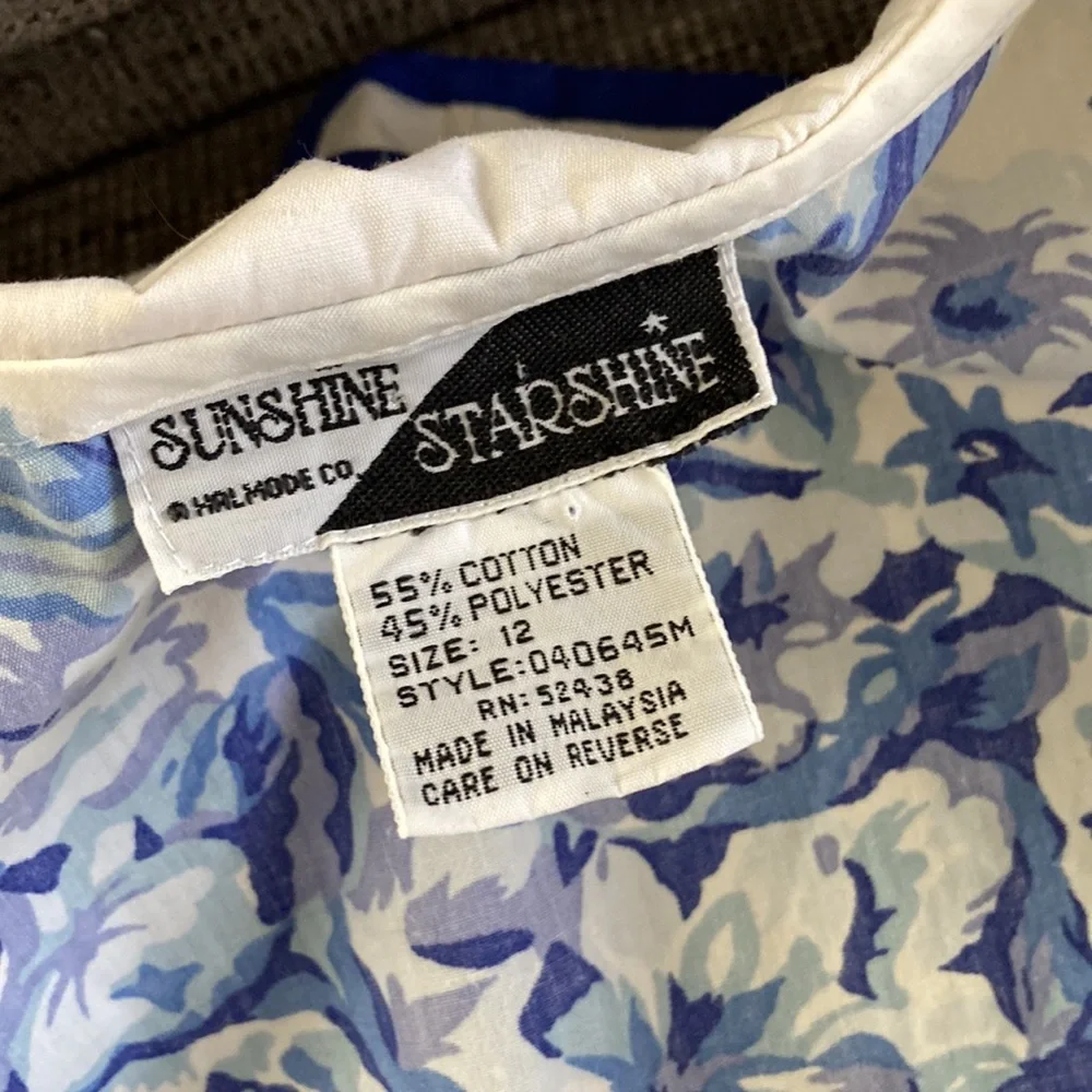 Vintage Sunshine Starshine 80s Toile Porcelain chinoiserie  dress button front - Picture 7 of 11